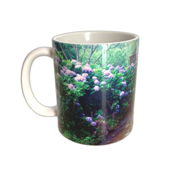 NEW Gibbs Gardens Coffee Mug Colorful Ceramic Bridge Stream Hydrangea Flowers - Picture 6 of 8